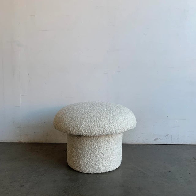 Wood Modern Sherpa Mushroom Ottoman For Sale - Image 7 of 9