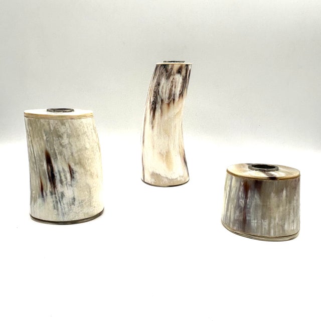 Safari Ralph Lauren Home Trio of Horn Candlesticks For Sale - Image 3 of 7