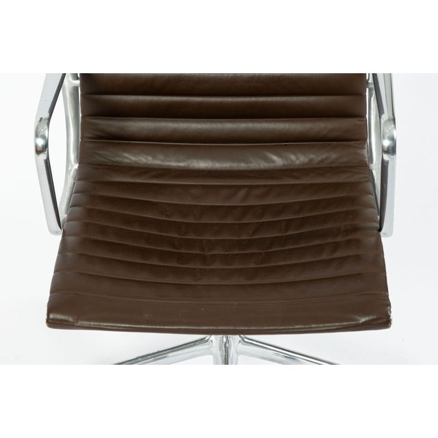 Eames Herman Miller Brown Leather Aluminum Group Thin Pad Desk Chair, 2008 For Sale - Image 16 of 18