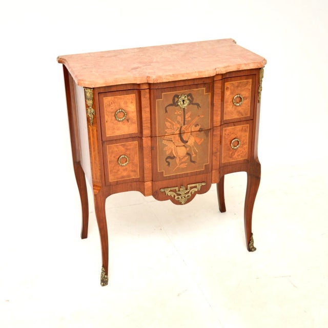 Antique French Marble Top Inlaid Commode, 1890 For Sale - Image 13 of 13