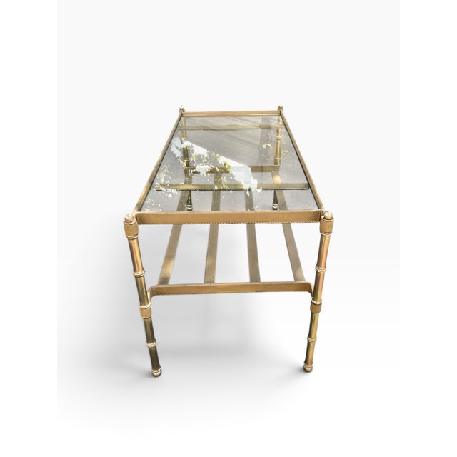 1950s Stitched Leather Cocktail Table by Jacques Adnet, 1950s For Sale - Image 5 of 14