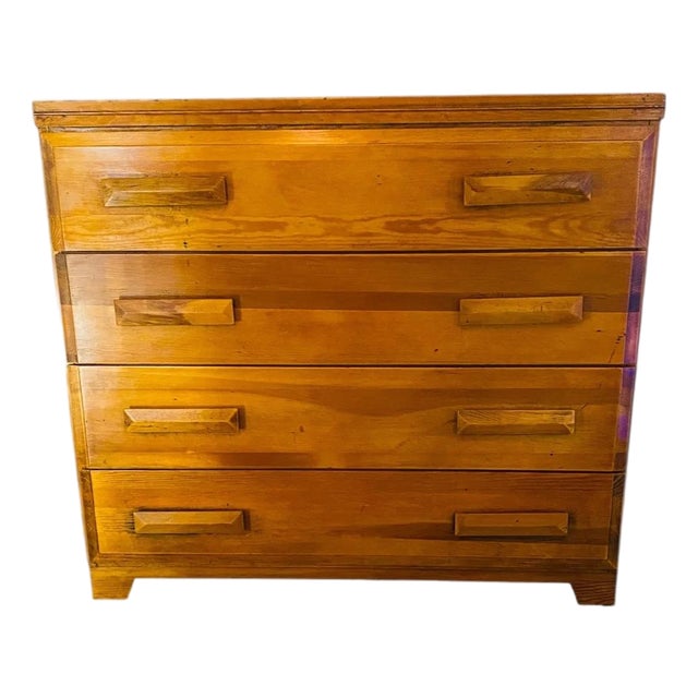 Mid 20th Century Primitive Pine Four Drawer Dresser For Sale