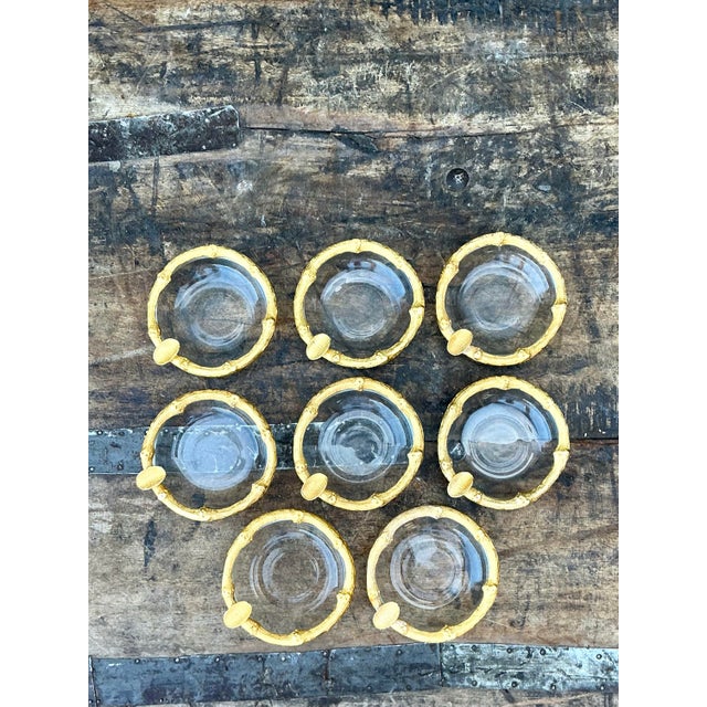 Vintage Gilt Bamboo Table Setting Personal Ashtrays - Set of 8 For Sale - Image 11 of 11