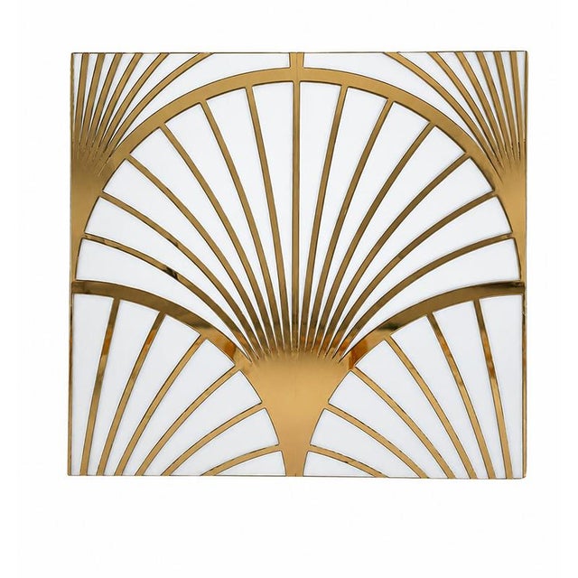 1980s White Glass and Brass Panel, 1980s For Sale - Image 5 of 5
