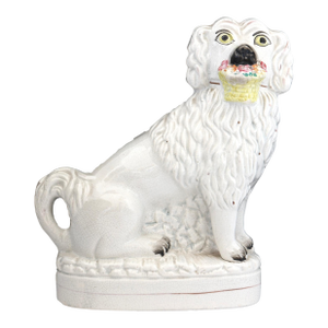 LG. Antique Staffordshire Basket Dog