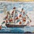 Sky Blue Early 20th Century Florentia King's Ship Dressed With Flags of Different Nations Decoupage Gilded Wooden Box For Sale - Image 8 of 15