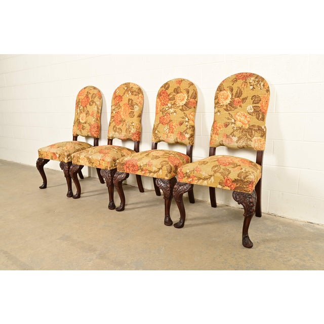 Queen Anne Berkey & Gay Antique Chippendale Carved Walnut Dining Chairs, Set of Four For Sale - Image 3 of 13