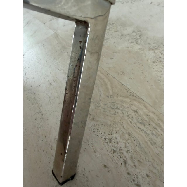 Waterworks Waterworks Easton Stool Nickel Finish White Vinyl Seat For Sale - Image 4 of 5