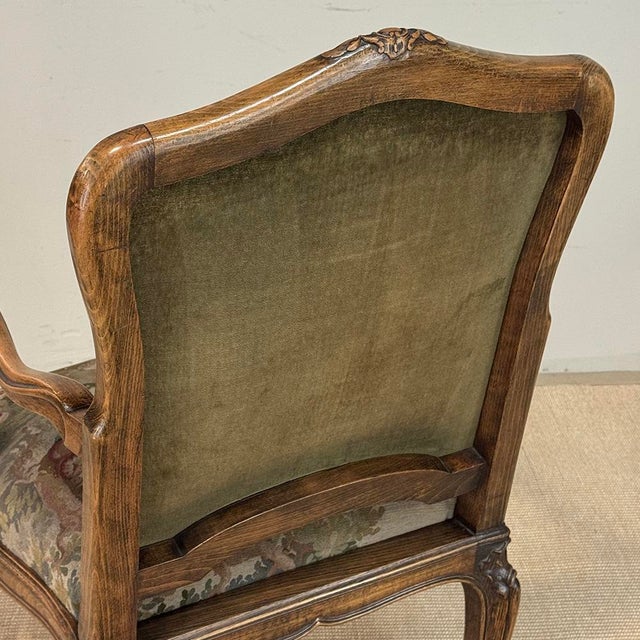 Antique French Louis XV Walnut Needlepoint Armchair ~ Fauteuil For Sale - Image 17 of 18
