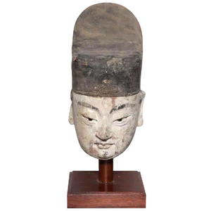 16th Century Ming Dynasty Stucco Head of an Official With Original Paint