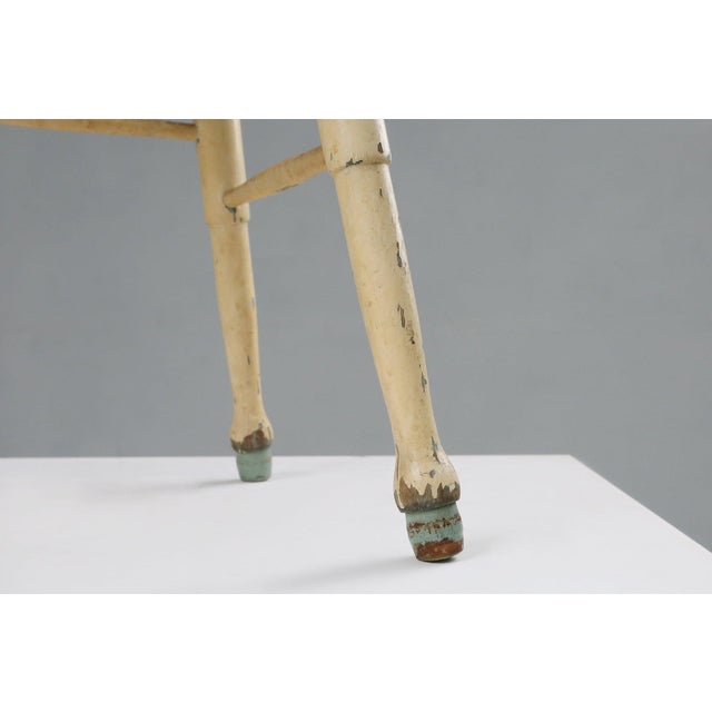 Rustic White Stool, Belgium, 1930s For Sale - Image 9 of 11