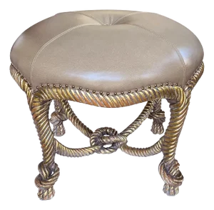 Napoleon III Style Carved Giltwood Rope-Twist Stool; Manner of a.m.e. Fournier