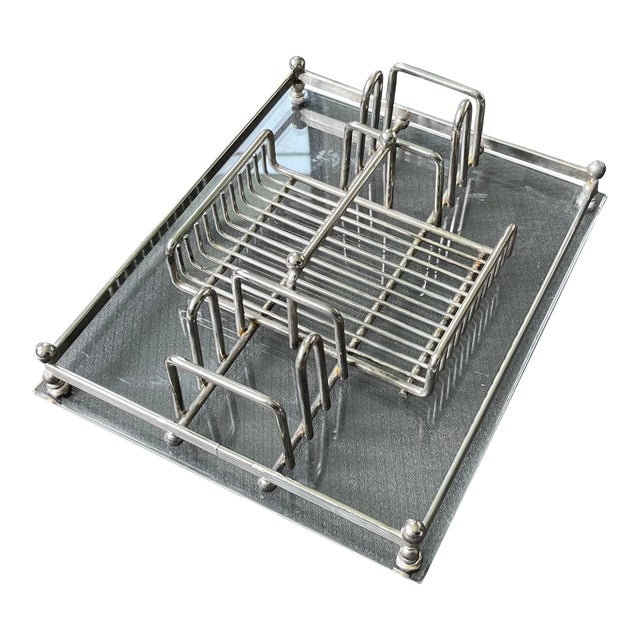 1960s Vintage Lucite Buffet Caddy Utensil Rack & Organizer For Sale
