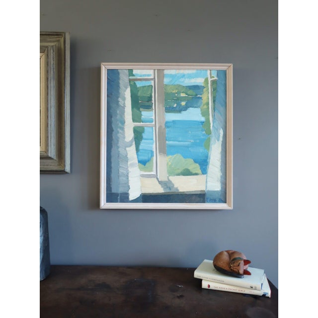 Modern 1988 Modernist 'View Across the Lake' Vintage Original Landscape Oil Painting, Framed For Sale - Image 3 of 11