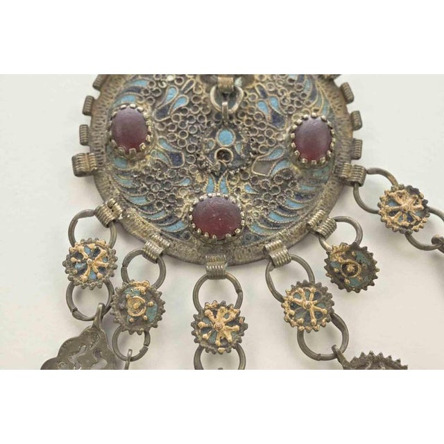 Ancient Turkish Brooch in Metal and Enamel, 19th Century For Sale - Image 4 of 5