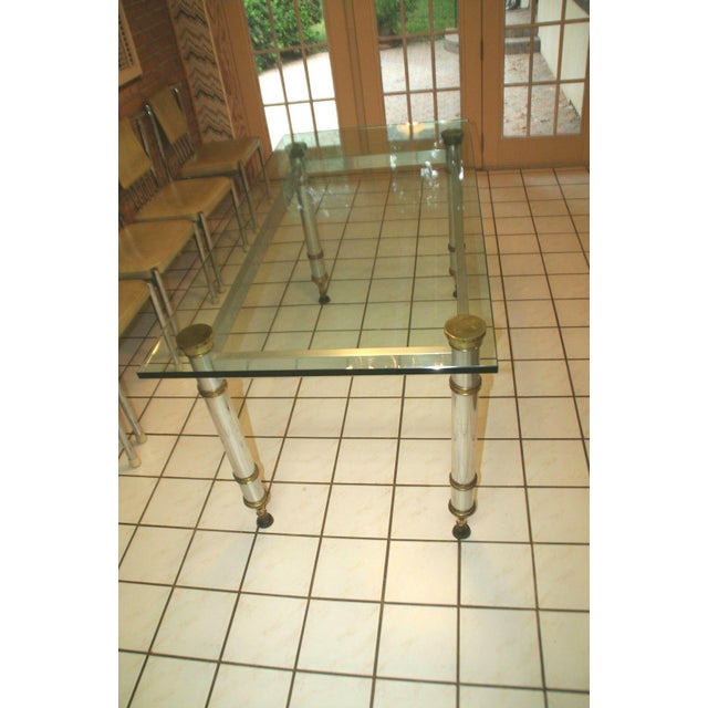 Hollywood Regency 1960's-70's Hollywood Regency Dining Table Aluminum Brass Mod Design Mixed Metal For Sale - Image 4 of 5