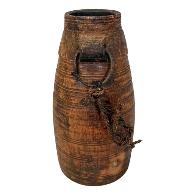 Vintage Rustic Wood Water Pot India For Sale