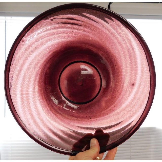Mid-Century Modern Mid-Century Modern Hand-Blown Large Amethyst Glass Centerpiece Bowl For Sale - Image 3 of 8