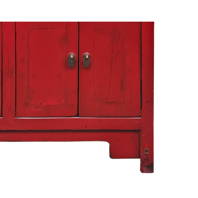 Distressed Brick Red Drawers Doors Sideboard Credenza Console Table For Sale In San Francisco - Image 6 of 18