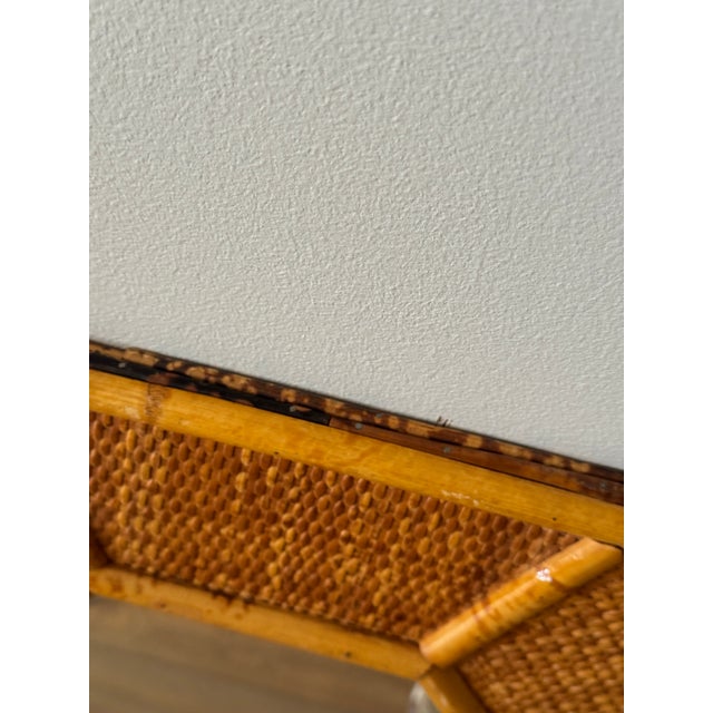Mid-Century Modern Mid Century Octagonal Reed & Rattan Wall Mirror With Faceted Frame For Sale - Image 3 of 7