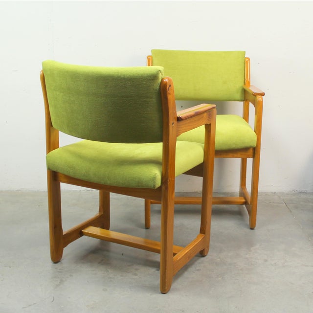 1970s Upholstered Pine Armchairs, 1970s, Set of 2 For Sale - Image 5 of 6