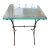 Handcrafted Forged Steel Coffee Table and Matching Side Table With Thick Glass Tops For Sale