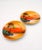 Orange Vintage Noritake Porcelain Plates — Hand-Painted Sunset Lake Scene With Swan, Gold Rim, M in Wreath Mark, c.1920s-1940s - a Pair For Sale - Image 8 of 9