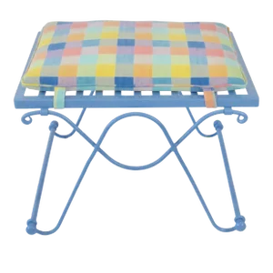 1950s Periwinkle Blue Wrought Iron Bench