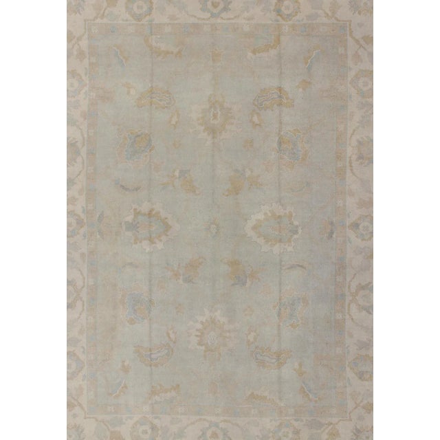 Large Turkish Oushak Rug With Pastel Colors and Botanical Design For Sale - Image 4 of 13