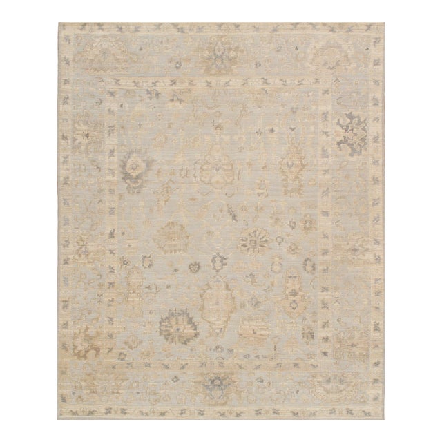 Oushak Wool Blue Area Rug- 9' 2'' X 12' 3'' For Sale