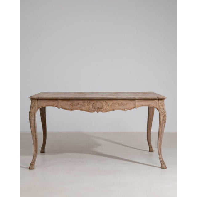 Early 20th Century France Weathered Whitewash Carved Cerused Oak Console For Sale - Image 9 of 11
