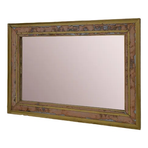 Large Vintage Italian Brass Wall Mirror, 1960 For Sale