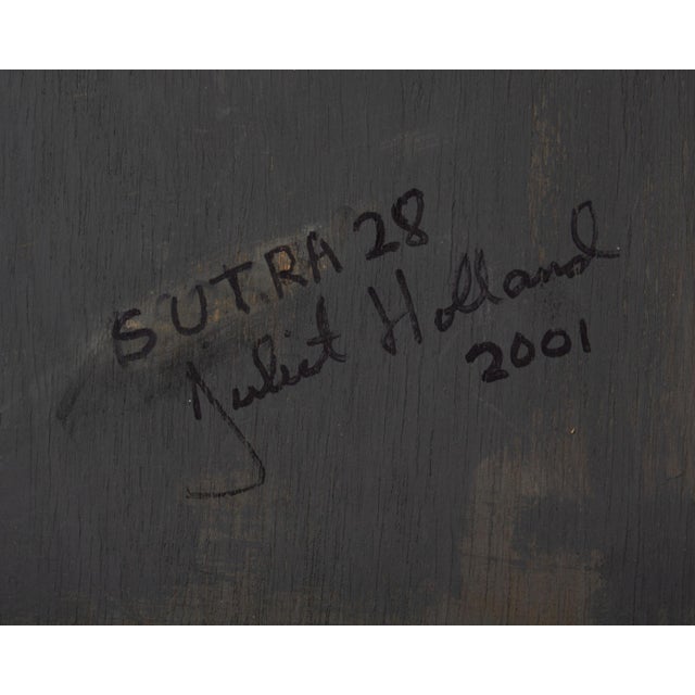 Maroon Signed 2001 “Sutra 28” Mixed Media Wall Assemblage by Juliet Holland For Sale - Image 8 of 8