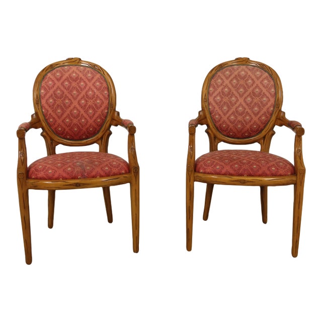 Pair Modern Design Branch Motif Carved Armchairs For Sale