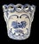Rustic European VTG Portugal (?) Hand Painted Blue White Scalloped Ceramic Planter Cachepot For Sale - Image 3 of 6