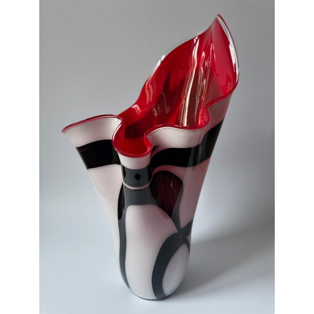 Glass Large Sculptural Handkerchief Art Glass Vase, 1980s For Sale - Image 7 of 16