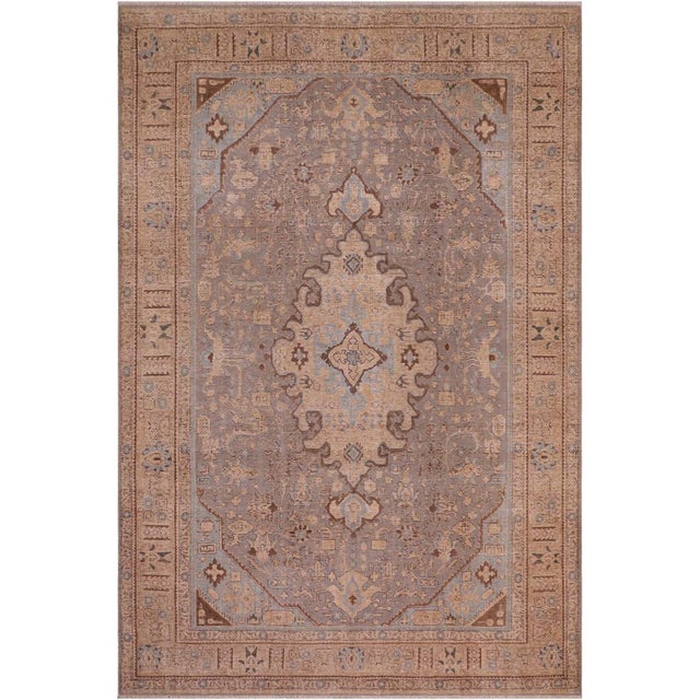 Boho Chic Retro Vintage Gray/Tan Wool Rug - 7'10'' X 10'7'' For Sale - Image 9 of 10