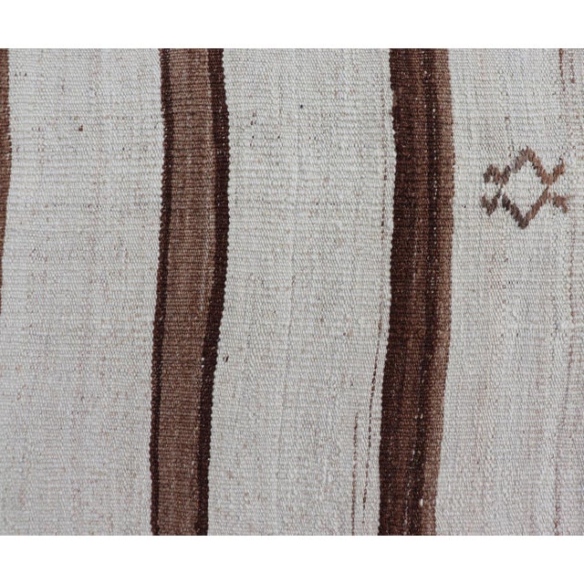 Flat-Weave Kilim Vintage Gallery Rug From Turkey With Horizontal Stripes For Sale - Image 10 of 14