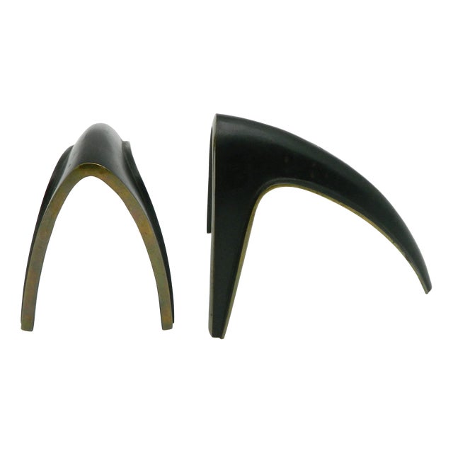Modern Brass Bookends by Richard Rohac, 1950s, Set of 2 For Sale
