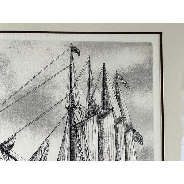 Printmaking Materials 1970s Framed Etching “The Schooner” by Alan Jay Gaines For Sale - Image 7 of 7