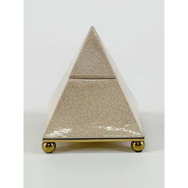 Postmodern Vintage Postmodern Ceramic Pyramid Box For Sale - Image 3 of 12