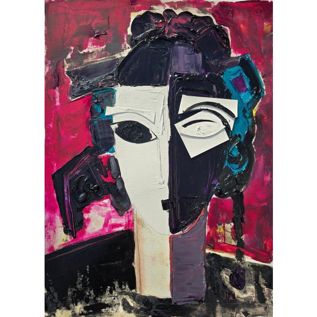 Contemporary Original Oil Painting 'Portrait of a Woman' by Diane Grant, Unframed / Pablo Picasso For Sale - Image 3 of 13