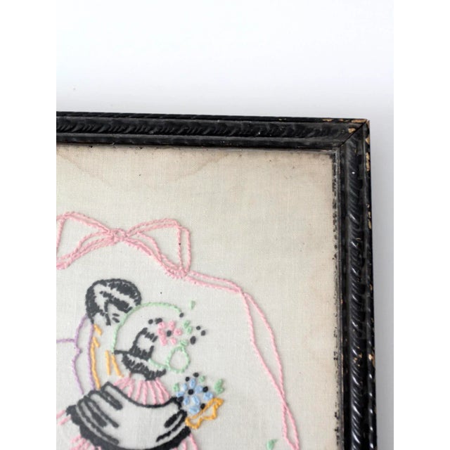 Wood Vintage Framed Embroidered Textile Wall Art For Sale - Image 7 of 9