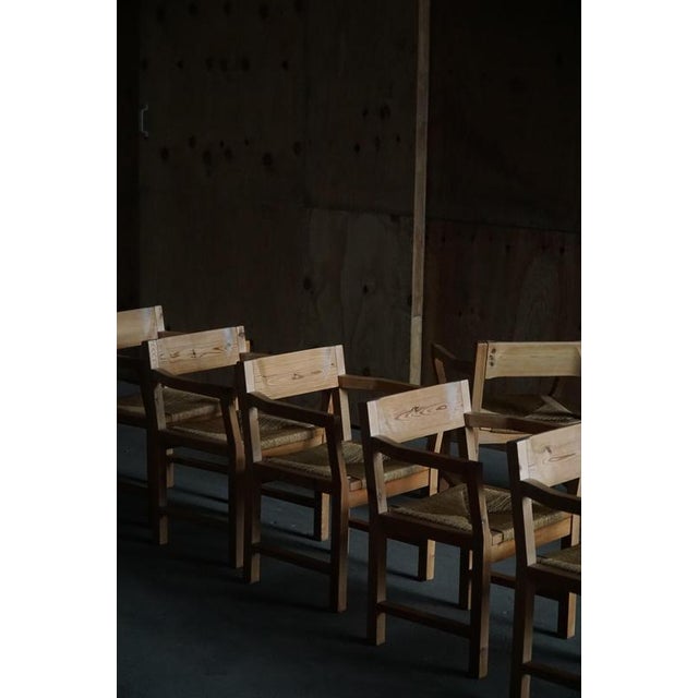 Danish Dining Chairs in Pine and Woven Paper Cord by Tage Poulsen, 1970s, Set of 8 For Sale - Image 10 of 18