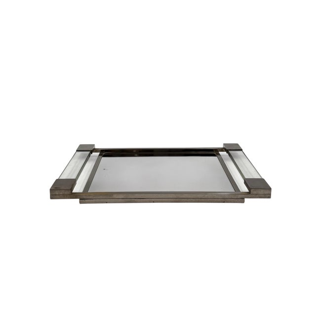 1950s Modernist Acrylic Glass Mirrored Tray from Jacques Adnet, France, 1950 For Sale - Image 5 of 12