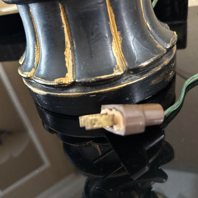 Large 33.5" 1950s Signed Earle Chapman Substantial Cast Plaster Lamp W/ Tanner Kenzie Shade For Sale - Image 9 of 12