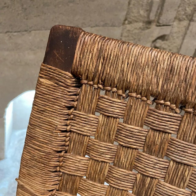 Clara Porset Style Armchair, Red Pine Wood & Seagrass, Mexico, 1940s For Sale - Image 9 of 14