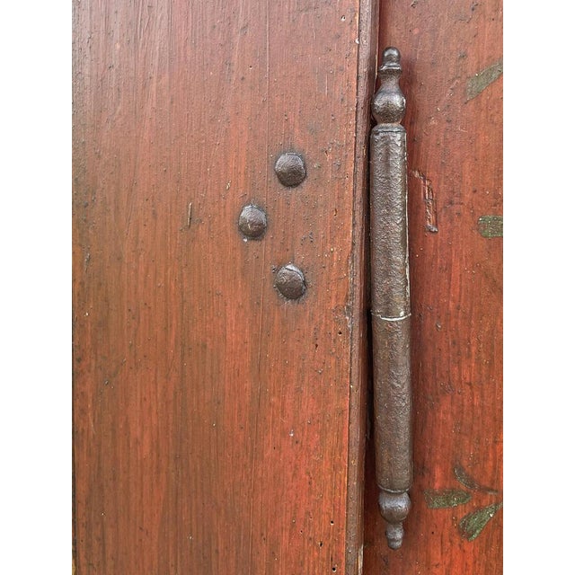 Red and Blu Floral Painted Cabinet, 1793 For Sale - Image 17 of 18