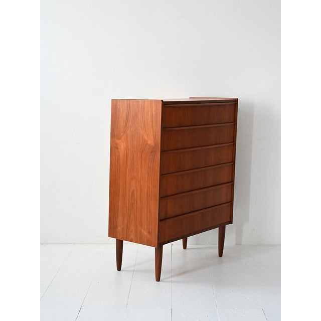 Vintage Scandinavian Chest of Drawers with Cantilevered Handles, 1950s For Sale - Image 3 of 9