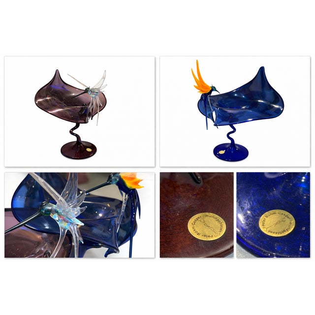 1970s Glass Hummingbird by Peter Böhm for Casper, 1970s, Set of 2 For Sale - Image 5 of 6